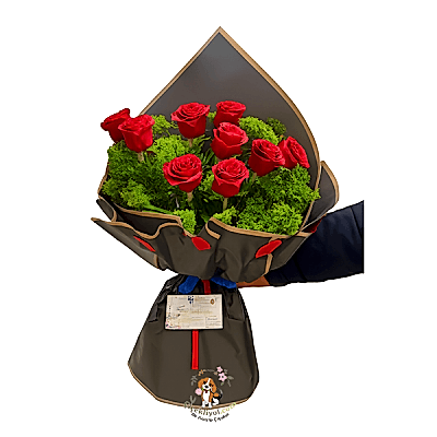 9 Kırmızı Gül Buketi 