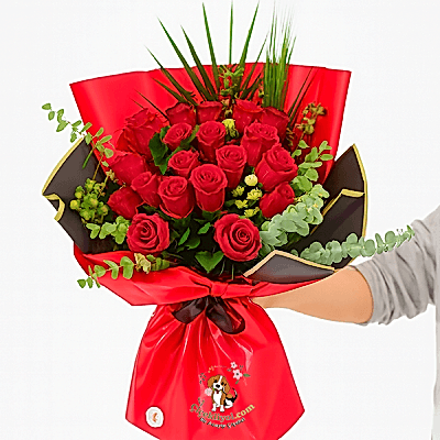 21 Kırmızı Gül Buketi 