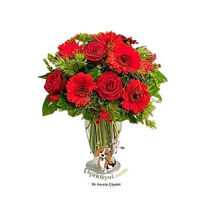 Vazoda Gerbera ve Gül