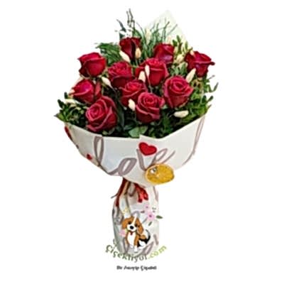 10 lu Kırmızı Gül Buketi