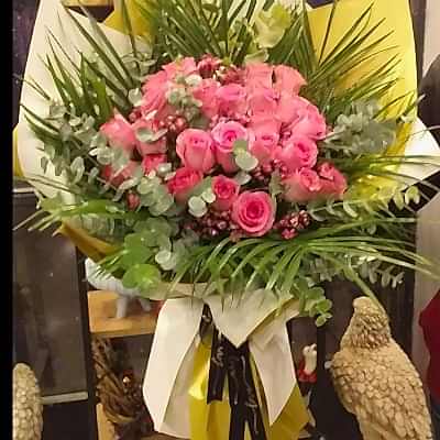 SEVGİLİME İTHAL PEMBE GÜL BUKETİ